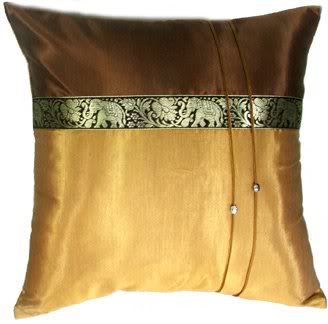 Silk Pillow Cover with Elephants