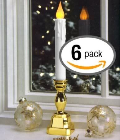 6pc Flickering Window Candles Christmas Holiday Candles