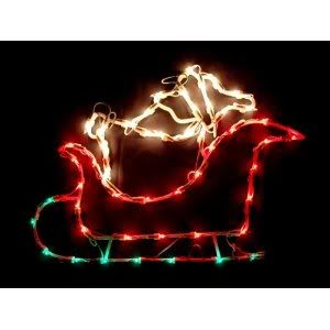 18 inch Lighted Santa Sleigh Christmas Window Silhouette Decoration One Sided
