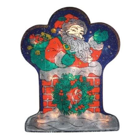 EMERALD Santa And Chimney Lighted Window Decoration Pack of 6