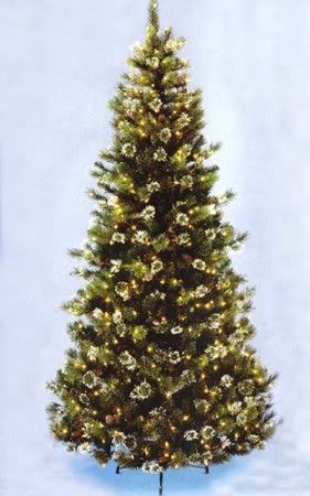 Slim Glittery Pine Pre-Lit Christmas Tree - Clear Lights