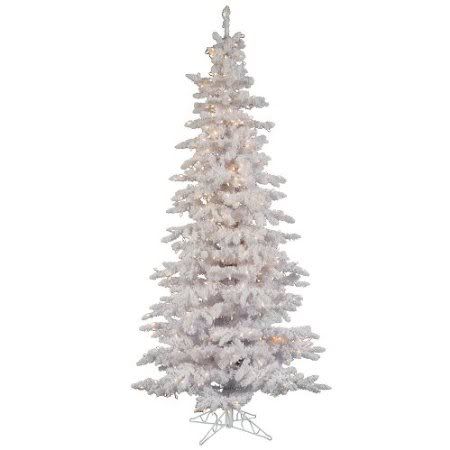 Pre-Lit Flocked White Slim Artificial Christmas Tree - Clear LED