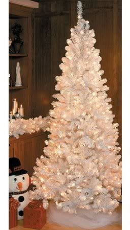 White Slim Siberian Fir Pre-Lit Christmas Tree - Clear Lights