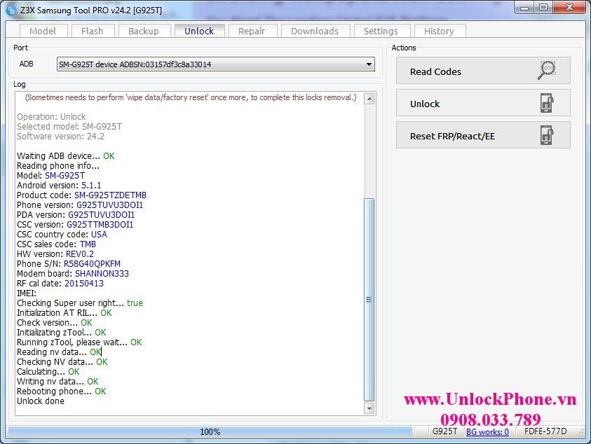 Unlock Samsung S6 T-Mobile SM-G920T, Unlock S6 Edge+ T-Mobile SM-G928T giá rẻ tại TPHCM