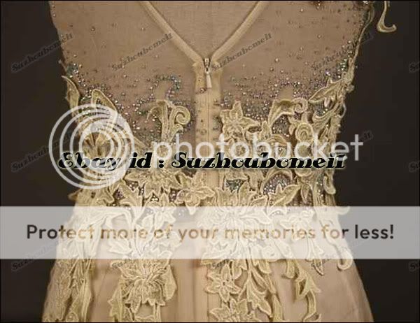 Light Champagne V Neck Chiffon Beaded Applique Long Prom Wedding Party Dresses