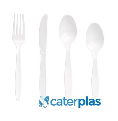 100 White Plastic Disposable Cutlery Forks for Parties Weddings Party /& BBQ UK